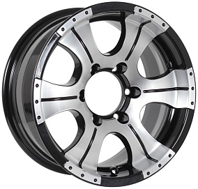 Диски КиК Байконур 7x15 5x139,7 ET 20 Dia 108,5 (Черный глянцевый с полированными элементами лицевой поверхности)