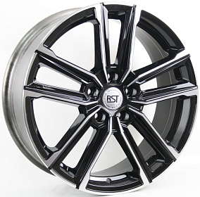 Диски RST R078 7x18 5x100 ET 28 Dia 57,1 (Чёрный глянцевый с полированной лицевой частью)