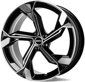 Диски Skill SL089-SK199 9,5x21 5x112 ET 31 Dia 66,5 (Чёрный Глянцевый + Полированные Спицы)