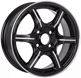 Диски Tech Line 433 5,5x14 4x98 ET 38 Dia 58,6 (Глянцевый черный с полированной лицевой частью)